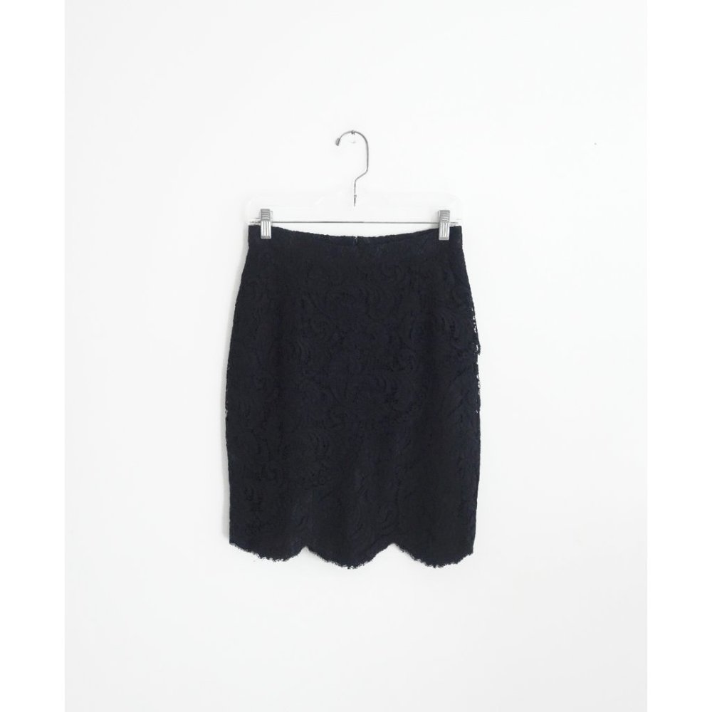 Vintage 80s Lolita Lempicka Black Wool Lace Skirt Suit FR 40 US 6 8 - Picture 4 of 10